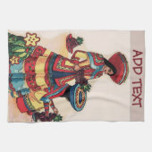メキシコ人女性タイル壁画 キッチンタオル (横)
