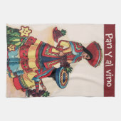 メキシコ人女性タイル壁画 キッチンタオル (横)