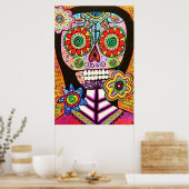 メキシコ人女性ピンクシュガースカルポスター ポスター (キッチン)