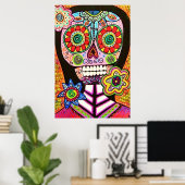 メキシコ人女性ピンクシュガースカルポスター ポスター (ホームオフィス)
