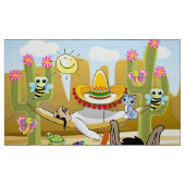 メキシコ人男ロバ犬ソンブレロ黄色の生地 ファブリック (ファットクウォーター)