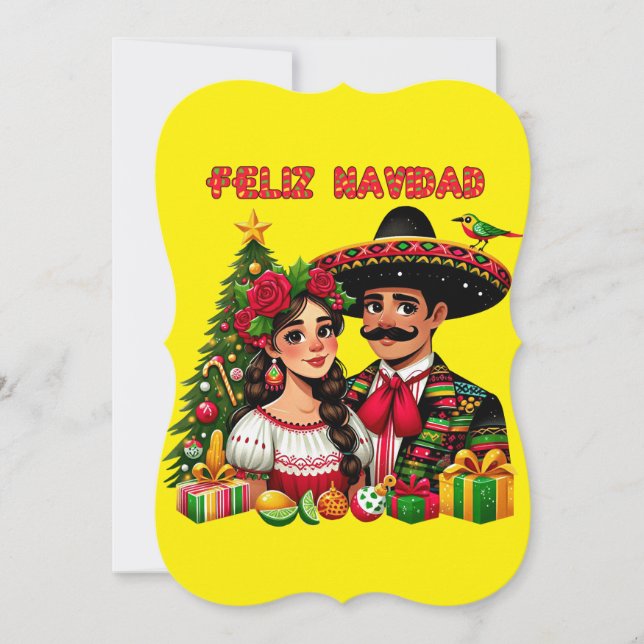 メキシコ人男性クリスマスツリーFeliz Navidad art (正面)