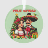 メキシコ人男性クリスマスツリーFeliz Navidad art オーナメント (裏面)