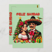 メキシコ人男性クリスマスツリーFeliz Navidad art ポストカード (正面/裏面)