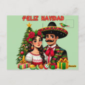 メキシコ人男性クリスマスツリーFeliz Navidad art ポストカード (裏面)