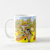 メキシコ人男性ドンキーソンブレロバタフライイエローマグ コーヒーマグカップ (左)