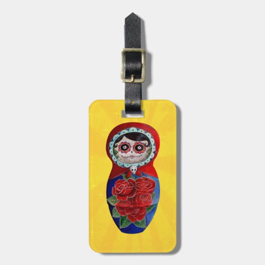 メキシコ人Catrina Matryoshka ラゲッジタグ (正面縦)
