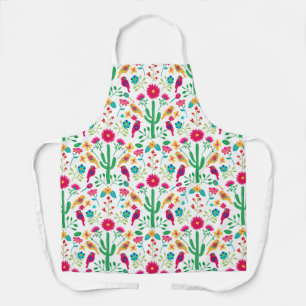 メキシコ伝統の花の民芸品の鮮やかな色 エプロン