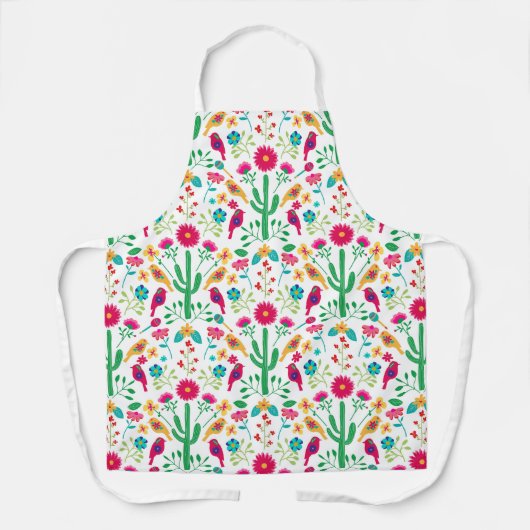 メキシコ伝統の花の民芸品の鮮やかな色 エプロン (正面)