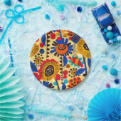 メキシコ伝統フローラプリント ペーパープレート (パーティー)