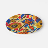メキシコ伝統フローラプリント ペーパープレート (アングル)