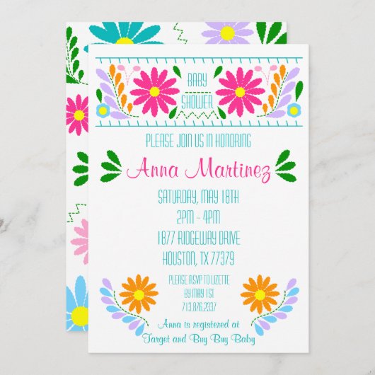 メキシコ伝統的ンエムルボイデリーフィエスタ招待状 招待状 (正面/裏面)