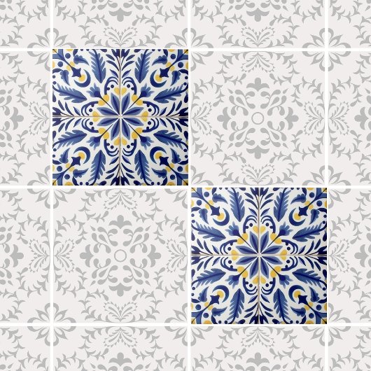 メキシコ伝統的ンブルーフラワーレモン装飾品 タイル