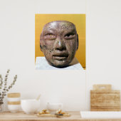 メキシコ出身のオルメック州の葬式マスク ポスター (キッチン)