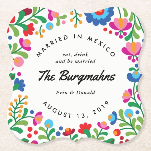 メキシコ刺しゅうカラフルバーコースター ペーパーコースター (正面)