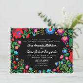 メキシコ刺しゅうカラフル結婚式招待状 招待状 (スタンド正面)