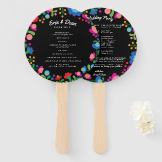 メキシコ刺しゅうカラフル結婚式 プログラムファン ハンドファン