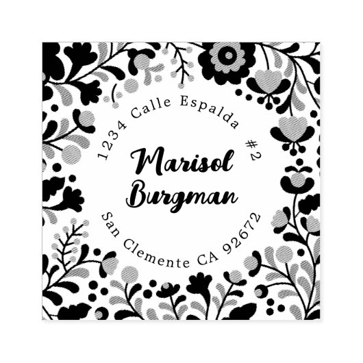 メキシコ刺しゅうフローラ住所 ラバースタンプ (インプリント)