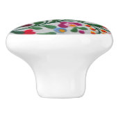 メキシコ刺しゅうフローラ赤はっきりした色ココ セラミックノブ (側面)