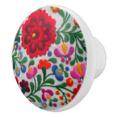 メキシコ刺しゅうフローラ赤はっきりした色ココ セラミックノブ (右)