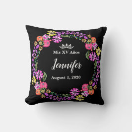 メキシコ刺しゅうミスXVレキュアド16インチ枕 クッション