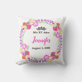 メキシコ刺しゅうミスXVレキュアド16インチ枕 クッション