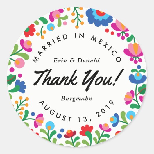 メキシコ刺カラフルしゅう丸シール ラウンドシール (正面)