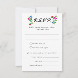 メキシコ刺カラフルしゅう結婚の 出欠カード