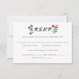 メキシコ刺カラフルしゅう結婚の 出欠カード