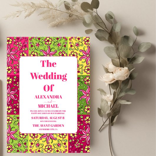 メキシコ刺カラフルしゅう結婚の 招待状