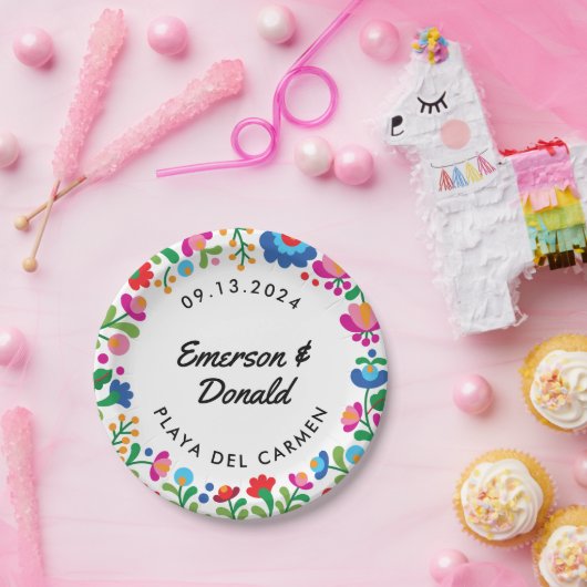 メキシコ刺パーソナライズされた繍 ペーパープレート (パーティー)