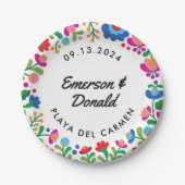メキシコ刺パーソナライズされた繍 ペーパープレート (正面)