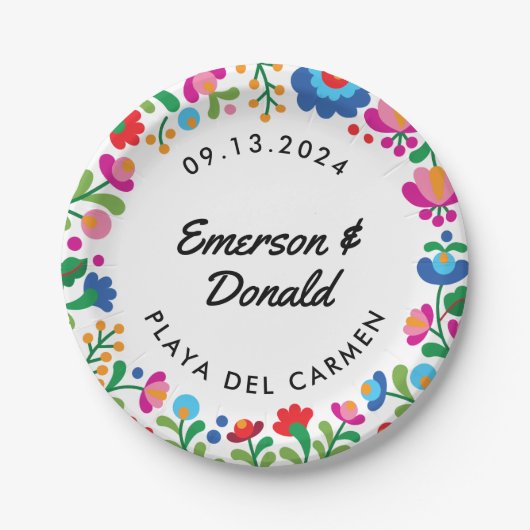 メキシコ刺パーソナライズされた繍 ペーパープレート (正面)