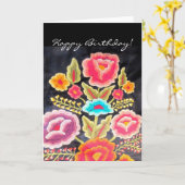 メキシコ刺繍のデザイン カード (黄色い花)