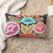メキシコ刺繍のデザイン ランバークッション (ブランケット)