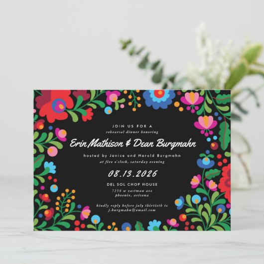 メキシコ刺繍リハーサルディナー招待状 招待状 (スタンド正面)