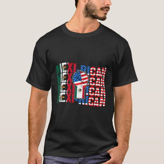 メキシコ半プエルトリコ拳メキシコ国旗 Tシャツ (正面)