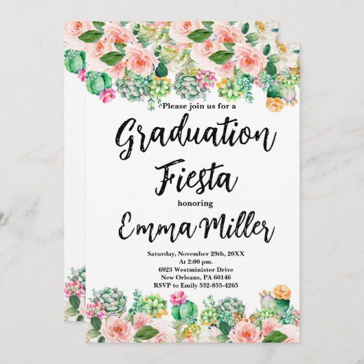 メキシコ卒業フィエスタサボテン 招待状 (正面/裏面)