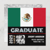 メキシコ卒業招待状、写真、メキシコ国旗 招待状 (正面/裏面)