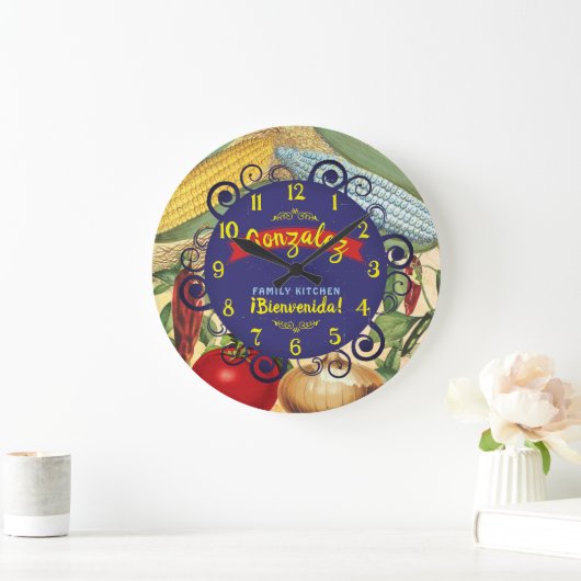 メキシコ南西部の食パーソナライズされた料室 ラージ壁時計 (ホーム)