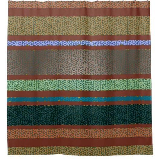 メキシコ南西部ストライプのタイル模様 シャワーカーテン (正面)