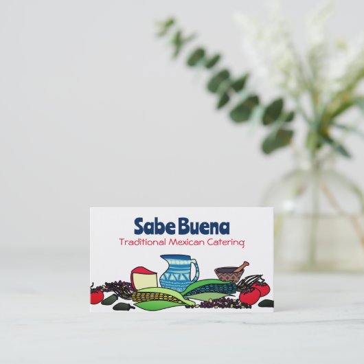 メキシコ南西部フーズのシェフケータリングビズカード 名刺 (スタンド正面)