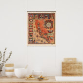 メキシコ占領中のカリフスペインのォニアの地図 ポスター (キッチン)