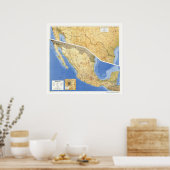 メキシコ参照マップ – 1993 ポスター (キッチン)