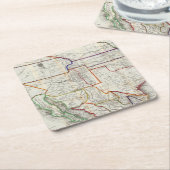 メキシコ及びカリフォルニアの地図 スクエアペーパーコースター (アングル)