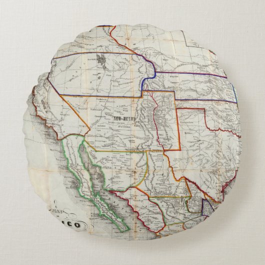 メキシコ及びカリフォルニアの地図 ラウンドクッション (正面)