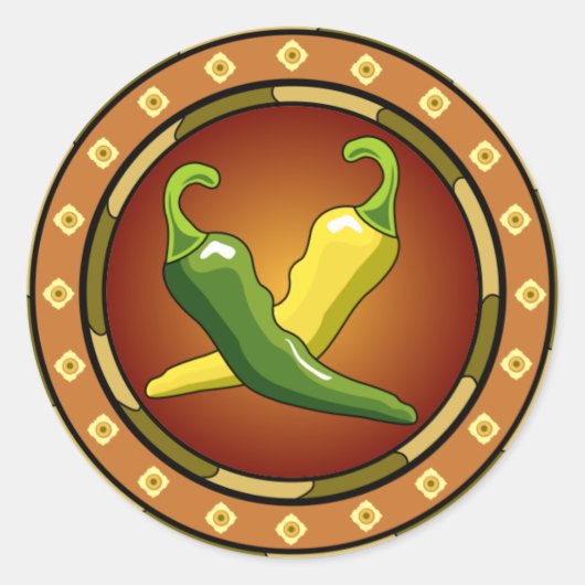 メキシコ唐辛子ステッカー ラウンドシール (正面)