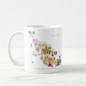 メキシコ図解入りの、写真付きのの水彩地図 | モノグラム コーヒーマグカップ (左)