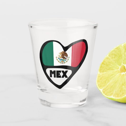 メキシコ国コード国旗のハート, MEX ショットグラス (正面)