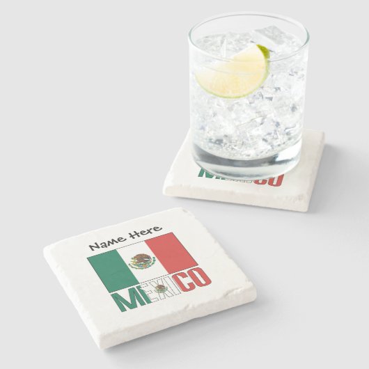 メキシコ国パーソナライズされた旗 ストーンコースター (横)